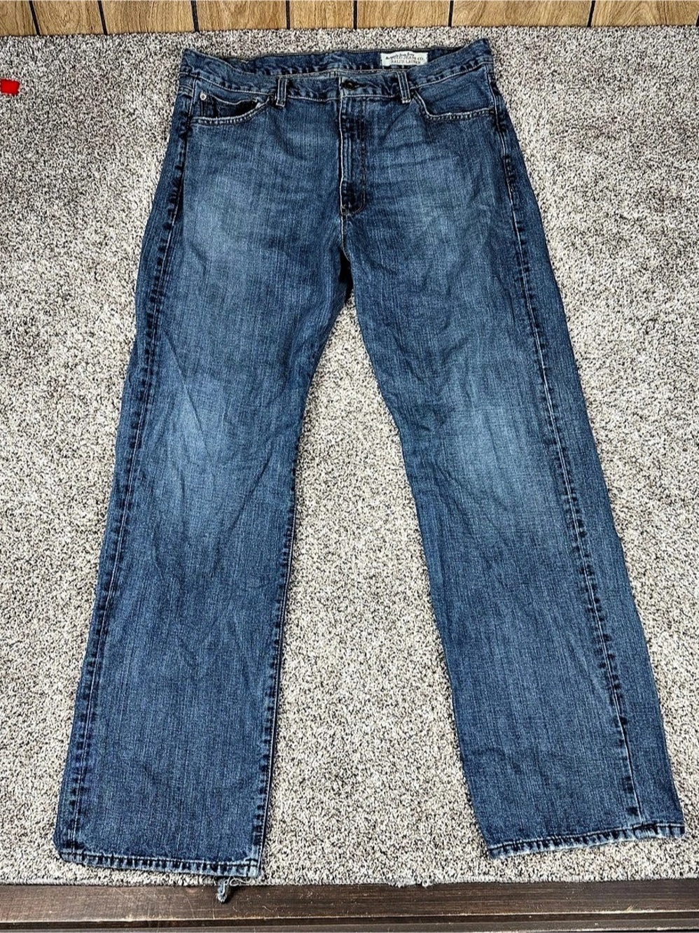 Sz 38 X 34 Mens Polo Ralph Lauren Jeans Co Thompson Loose Distressed Denim Jeans
